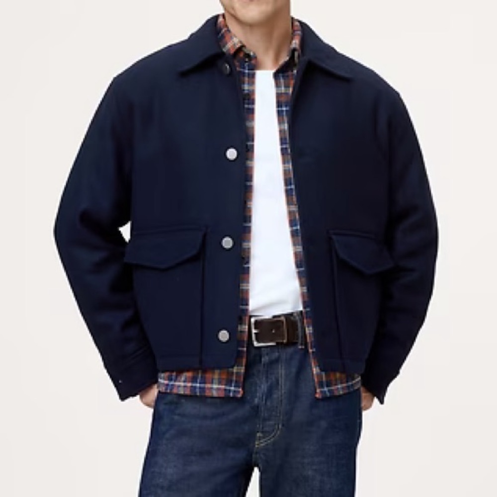 NWT! BANANA REPUBLIC MEN’S NAVY DOUBLE-FACED WOOL-BLEND UTILITY JACKET 🎺791185